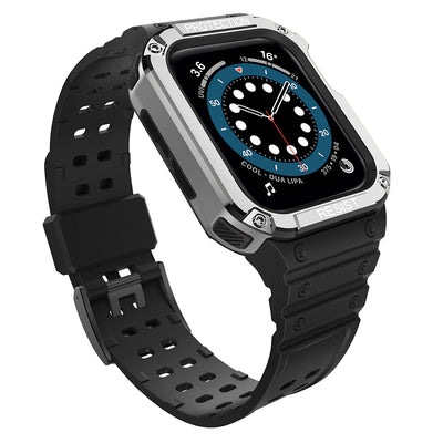 Protect Strap Band for Apple Watch 38/40/41mm Armored Case Strap - Black, Silver — Hurtel