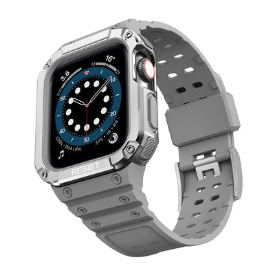 Protect Strap Band for Apple Watch 38/40/41mm Armored Case Strap - Gray, Silver — Hurtel