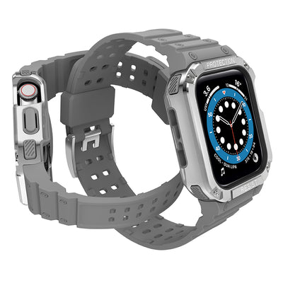 Protect Strap Band for Apple Watch 38/40/41mm Armored Case Strap - Gray, Silver — Hurtel