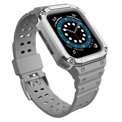 Protect Strap Band for Apple Watch 38/40/41mm Armored Case Strap - Gray, Silver — Hurtel