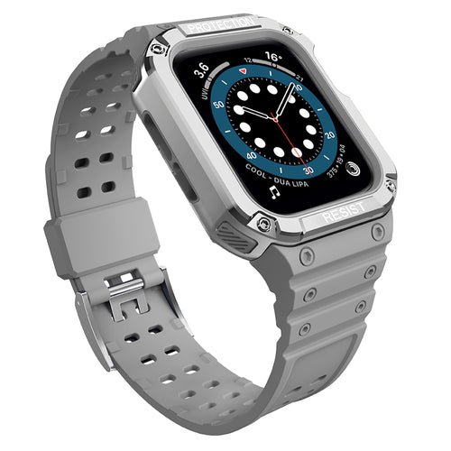 Protect Strap Band for Apple Watch 38/40/41mm Armored Case Strap - Gray, Silver — Hurtel