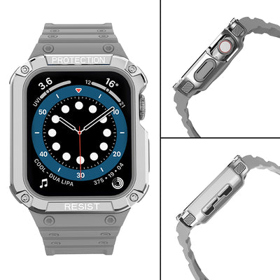 Protect Strap Band for Apple Watch 38/40/41mm Armored Case Strap - Gray, Silver — Hurtel