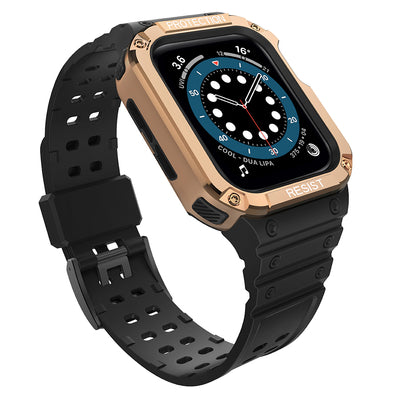 Protect Strap Band for Apple Watch 42/44/45mm Armored Case Strap - Black, Rose Gold — Hurtel