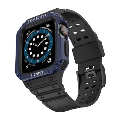 Protect Strap Band for Apple Watch 42/44/45mm Armored Case Strap - Black, Blue — Hurtel