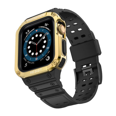 Protect Strap Band for Apple Watch 42/44/45mm Armored Case Strap - Black, Gold — Hurtel