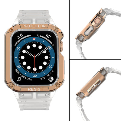 Protect Strap Band for Apple Watch 42/44/45mm Armored Case Strap - Transparent, Rose Gold — Hurtel