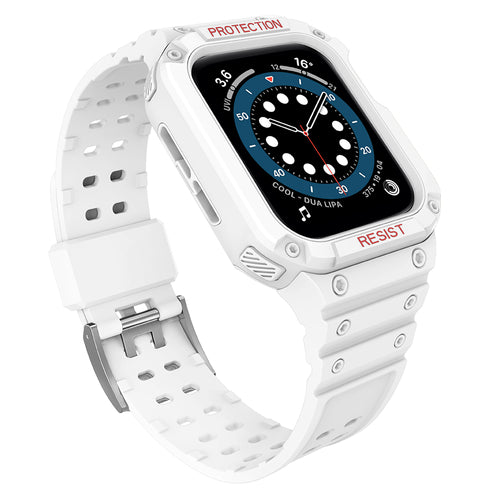 Protect Strap Band for Apple Watch 42/44/45mm Armored Case Strap - White — Hurtel