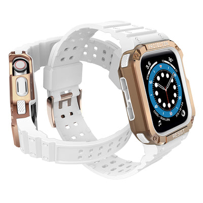 Protect Strap Band for Apple Watch 38/40/41mm Armored Case Strap - White, Rose Gold — Hurtel