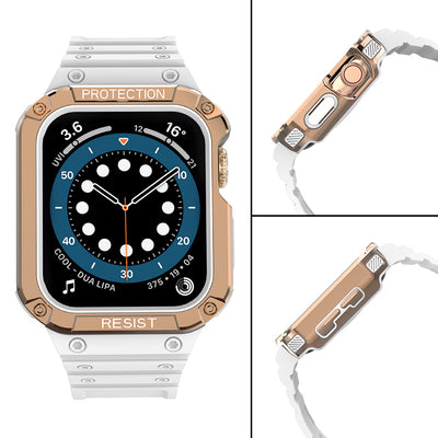 Protect Strap Band for Apple Watch 38/40/41mm Armored Case Strap - White, Rose Gold — Hurtel