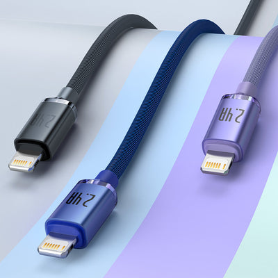 Baseus Crystal Shine Series cable USB cable for fast charging and data transfer USB Type A - Lightning 2.4A 1.2m blue (CAJY00