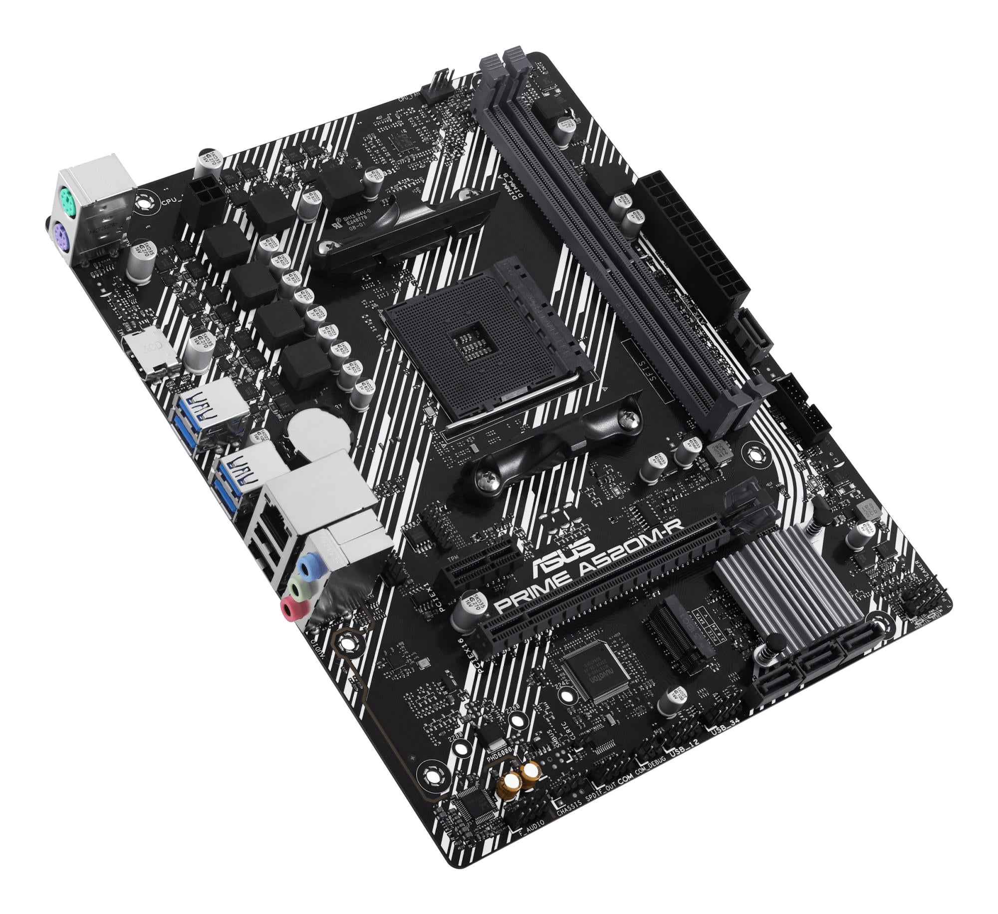 Mainboard ASUS AMD A520 SAM4 Micro-ATX Memory DDR4 Memory slots 2 1xPCI-Express 3.0 1x 1xPCI-Express 3.0 16x 1xM.2 1xHDMI 2xUSB 2.0 4xUSB 3.1 2xPS/2 1xRJ45 3xAudio port PRIMEA520M-R