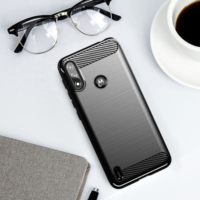 Carbon Case Flexible Cover Sleeve Motorola Moto E7i Power black — Hurtel