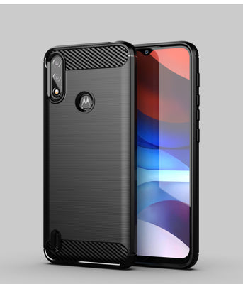 Carbon Case Flexible Cover Sleeve Motorola Moto E7i Power black — Hurtel