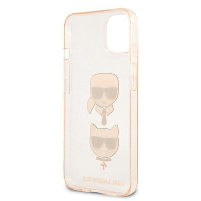 Karl Lagerfeld Glitter Karl's &amp; Choupette Head Case for iPhone 13 mini - Gold