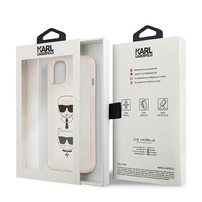 Karl Lagerfeld Glitter Karl's &amp; Choupette Head Case for iPhone 13 mini - Gold