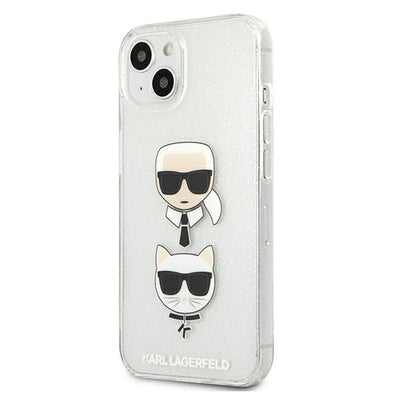 Karl Lagerfeld Glitter Karl's &amp; Choupette Head case for iPhone 13 mini - silver