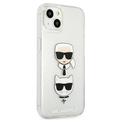 Karl Lagerfeld Glitter Karl's &amp; Choupette Head case for iPhone 13 mini - silver