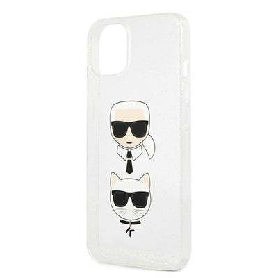 Karl Lagerfeld Glitter Karl's &amp; Choupette Head case for iPhone 13 mini - silver