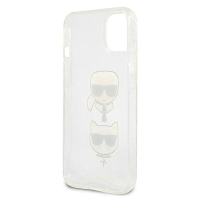 Karl Lagerfeld Glitter Karl's &amp; Choupette Head case for iPhone 13 mini - silver