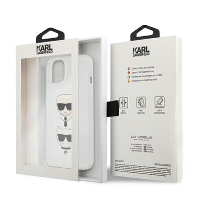 Karl Lagerfeld Glitter Karl's &amp; Choupette Head case for iPhone 13 mini - silver