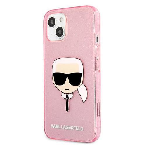 Karl Lagerfeld Glitter Karl's Head Case for iPhone 13 mini - Pink
