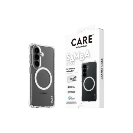 CARE by PanzerGlass Samba Case Transparent w. White Qi Samsung New Galaxy S26 | PanzerGlass