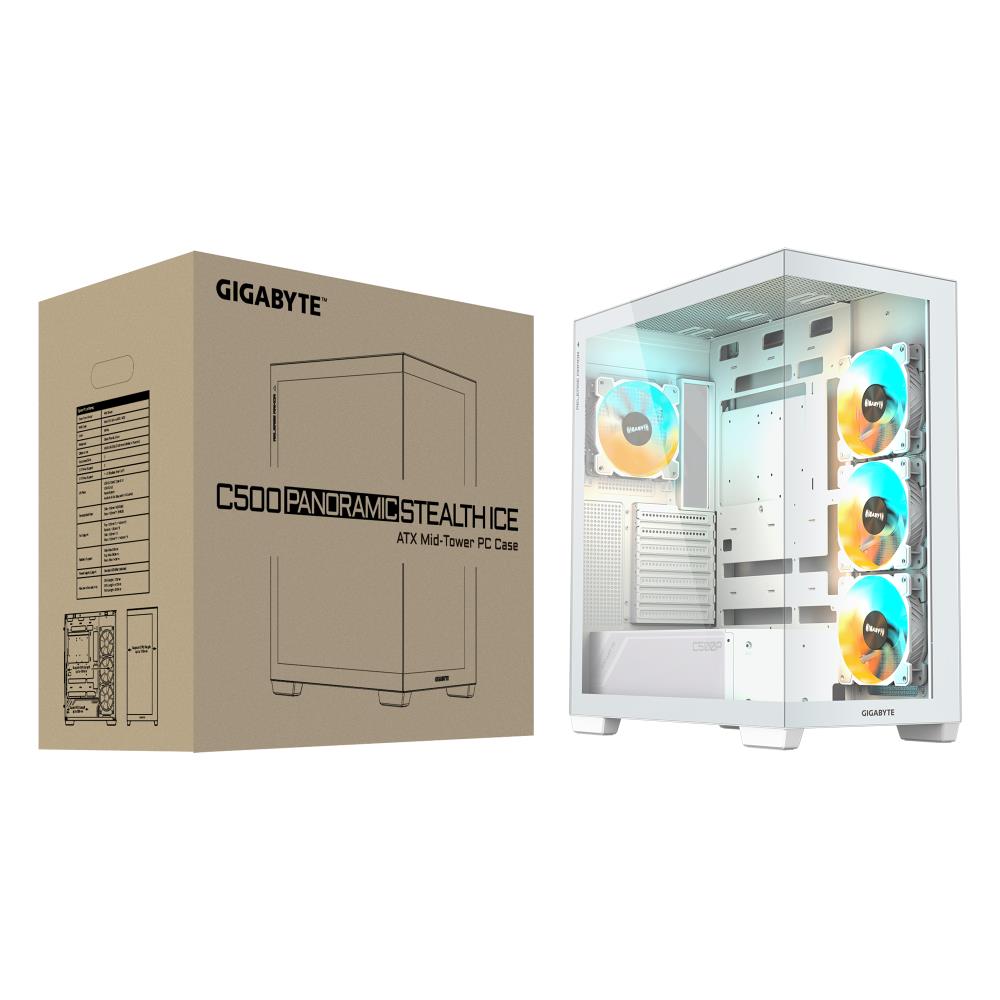 Case GIGABYTE MidiTower Case product features Transparent panel ATX MicroATX MiniITX Colour White GB-C500PIST