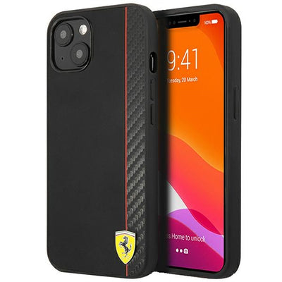 Ferrari FESAXHCP13SBK iPhone 13 mini 5.4&quot; black/black hardcase On Track Carbon Stripe