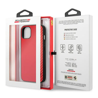Ferrari FESAXHCP13SRE iPhone 13 mini 5.4&quot; red/red hardcase On Track Carbon Stripe