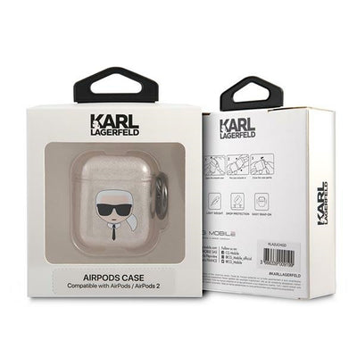 Karl Lagerfeld Glitter Karl's Head Case for AirPods 1/2 - Gold