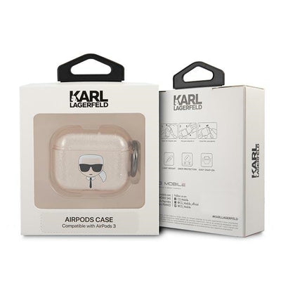 Karl Lagerfeld Glitter Karl's Head Case for AirPods 3 - Gold