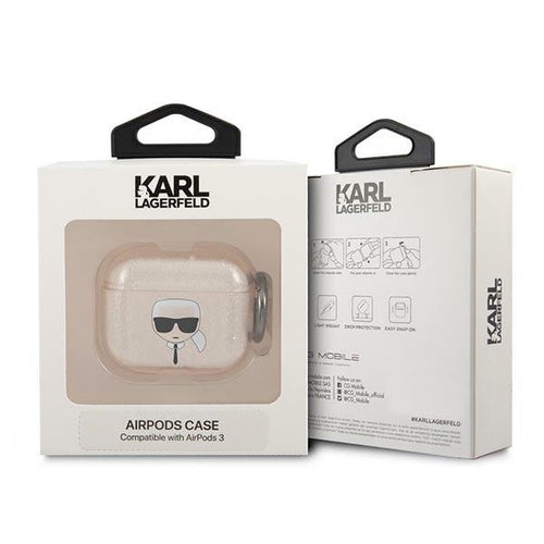 Karl Lagerfeld Glitter Karl's Head Case for AirPods 3 - Gold