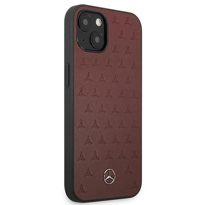 Mercedes Leather Stars Pattern Case for iPhone 13 mini - Red