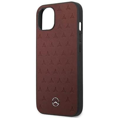 Mercedes Leather Stars Pattern Case for iPhone 13 mini - Red