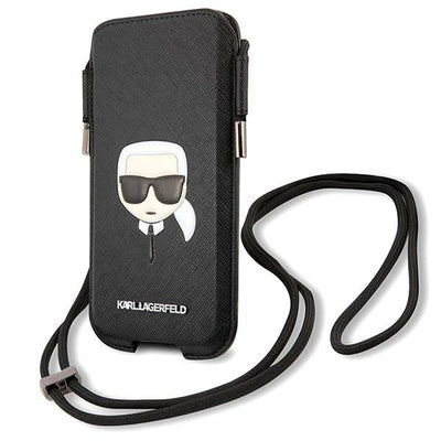 Karl Lagerfeld Saffiano Ikonik Karl's Head Handbag - Black