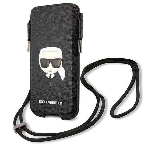 Karl Lagerfeld Saffiano Ikonik Karl's Head Handbag - Black