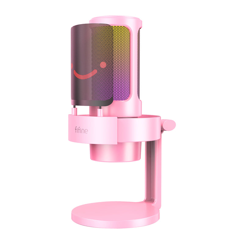 Fifine A8P condenser microphone with stand (pink) - Image 1