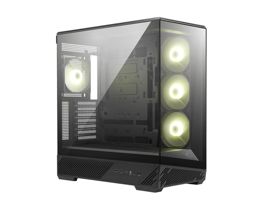 Case MSI MAG PANO 130R PZ MidiTower Case product features Transparent panel Not included Colour Black MAGPANO130RPZ