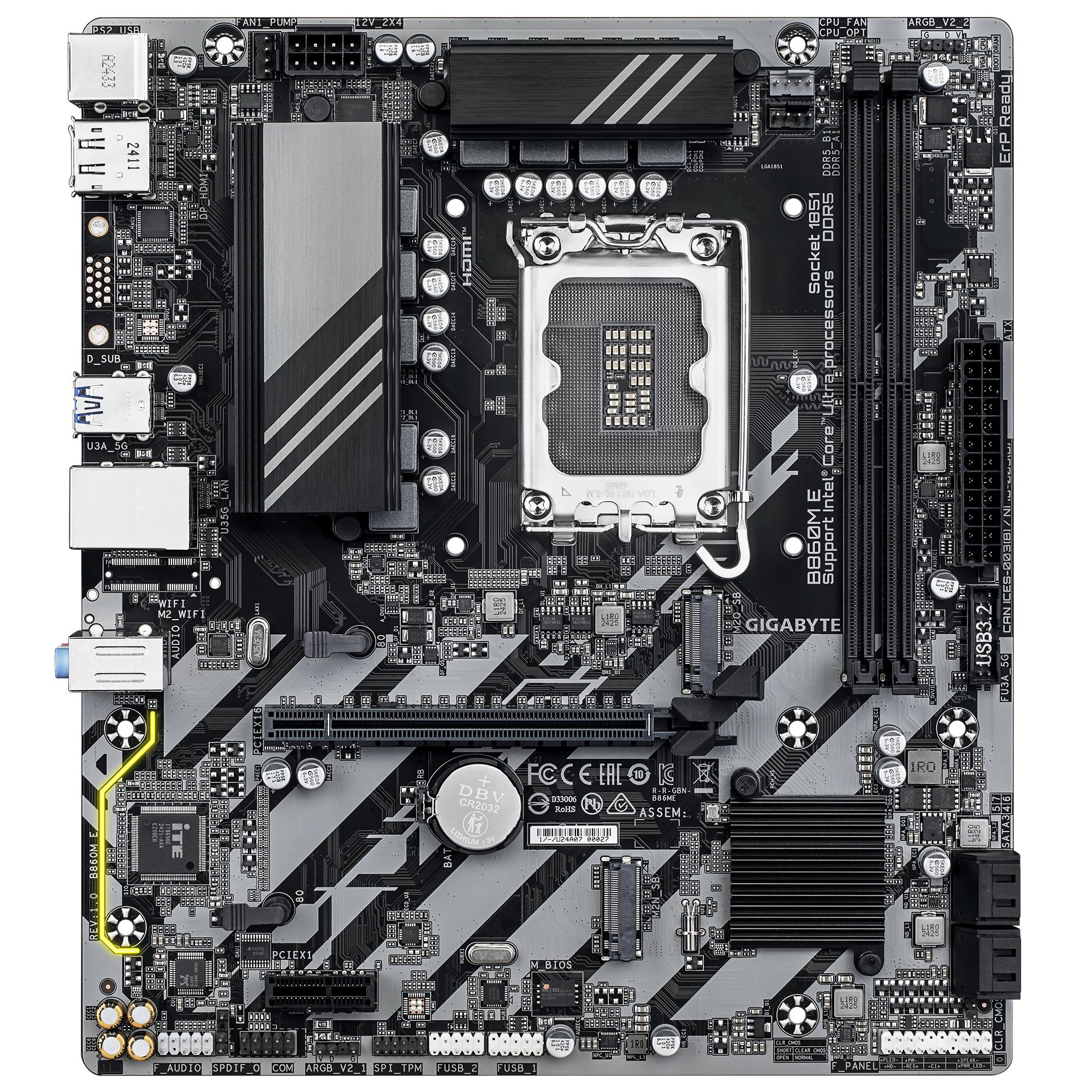 Mainboard GIGABYTE Intel B860 Express LGA1851 Micro-ATX Memory DDR5 Memory slots 4 B860ME1.0