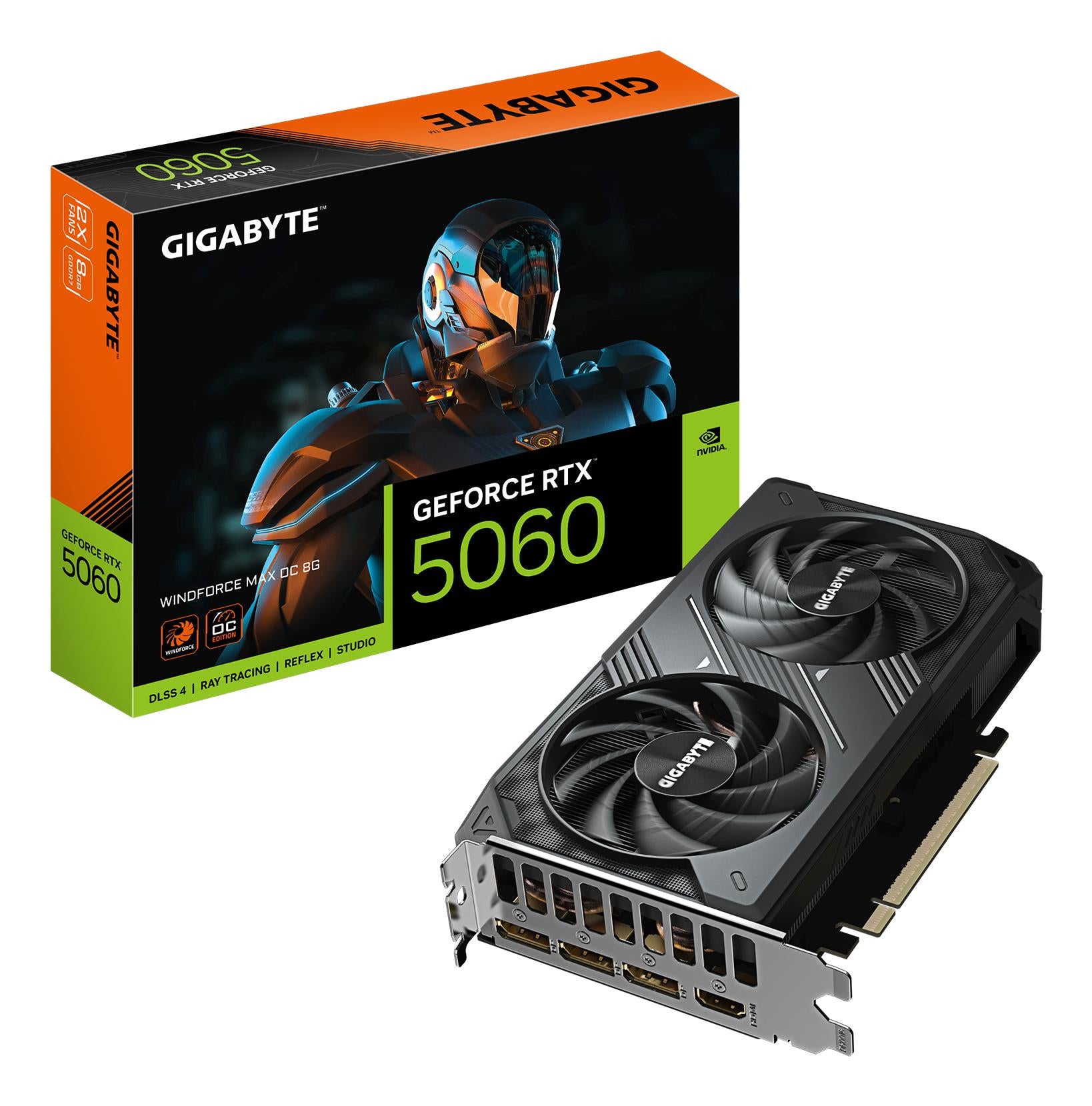 Graphics Card GIGABYTE NVIDIA GeForce RTX 5060 2512 MHz 8 GB GDDR7 128 bit PCI Express 5.0 Active GV-N5060WF2MAXOC-8GD
