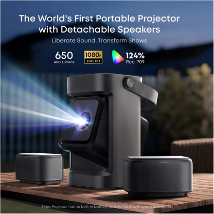 Anker Nebula Nebula P1 Portable Projector with Detachable Speakers | Full HD (1920x1080) | 650 ANSI lumens | Grey