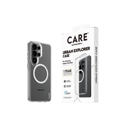 CARE by PanzerGlass Urban Explorer Case Transparent w. White Qi Samsung New Galaxy S26 Ultra | PanzerGlass