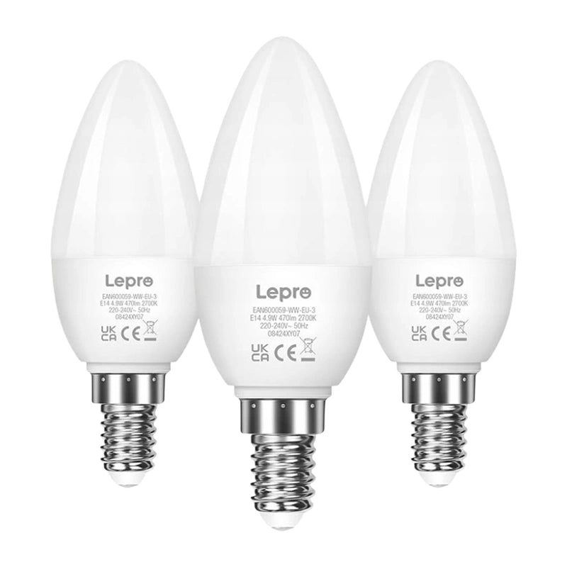 LEPRO 600059-WW-EU-3 LED Bulb, E14, C37, 4.2W (40W), 470 lm, 2700K (warm white), 250°, 3-pack - Image 1