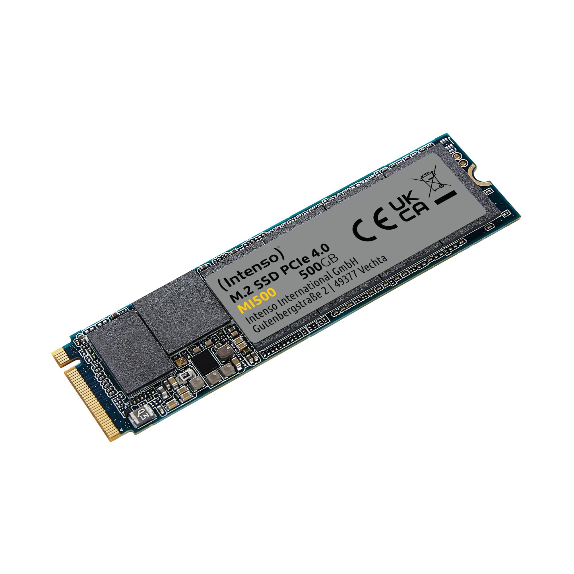 SSD INTENSO MI500 500GB M.2 NVMe 3D NAND Write speed 4000 MBytes/sec Read speed 5300 MBytes/sec 4mm TBW 300 TB MTBF 1500000 hours 3836450