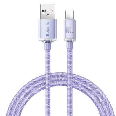 Baseus Crystal Shine Series cable USB cable for fast charging and data transfer USB Type A - USB Type C 100W 1.2m purple (CAJ