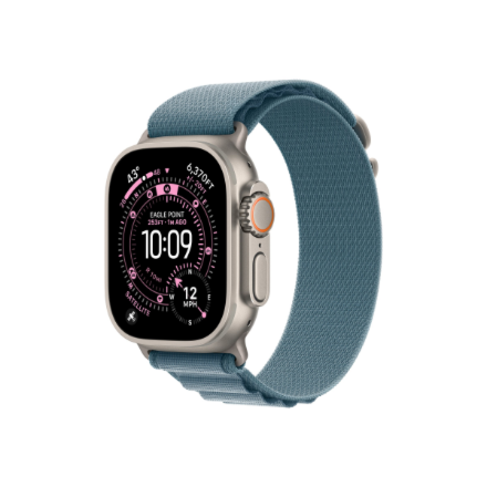 Apple 49mm Light Blue Alpine Loop - Large - Natural Titanium Finish | Apple