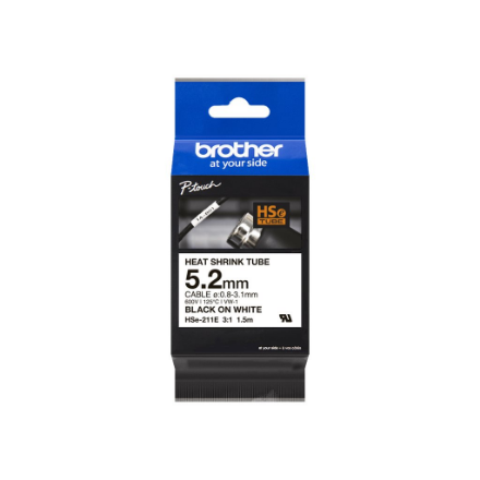 Brother | HSe-211E | Black on white | Thermal | Roll (0.52 cm x 1.5 m)