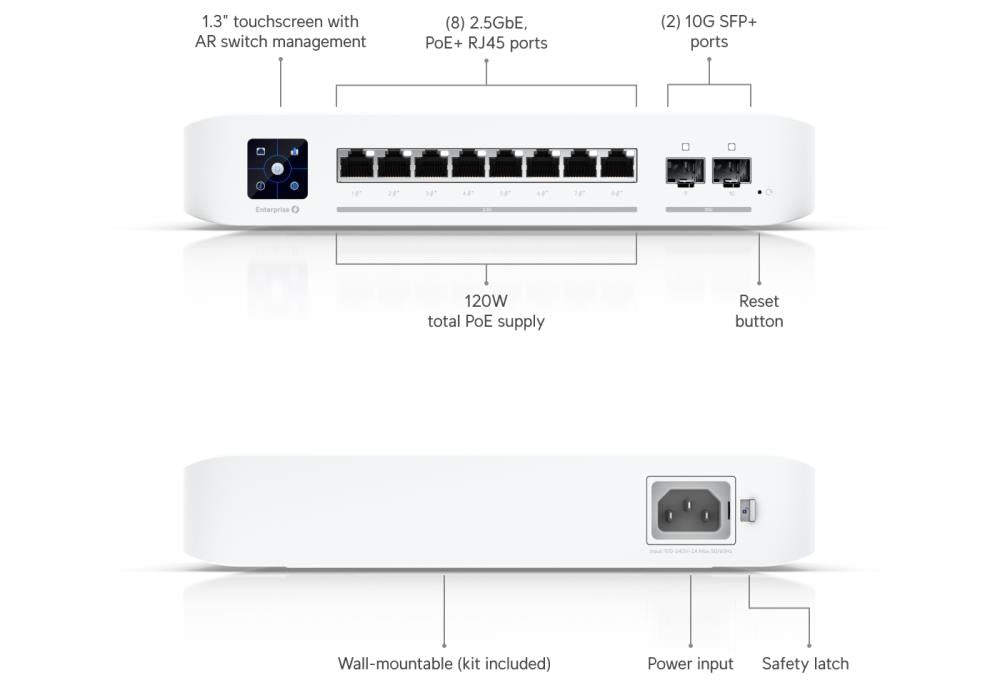 Switch UBIQUITI Switch Enterprise 8 PoE Type L3 8x2.5GbE 2xSFP+ PoE ports 8 120 Watts USW-ENTERPRISE-8-POE