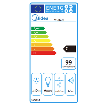 Midea Hood | MCI606 | Built-in | Energy efficiency class C | Width 52 cm | 610 m³/h | Mechanical | LED | Stainless steel
