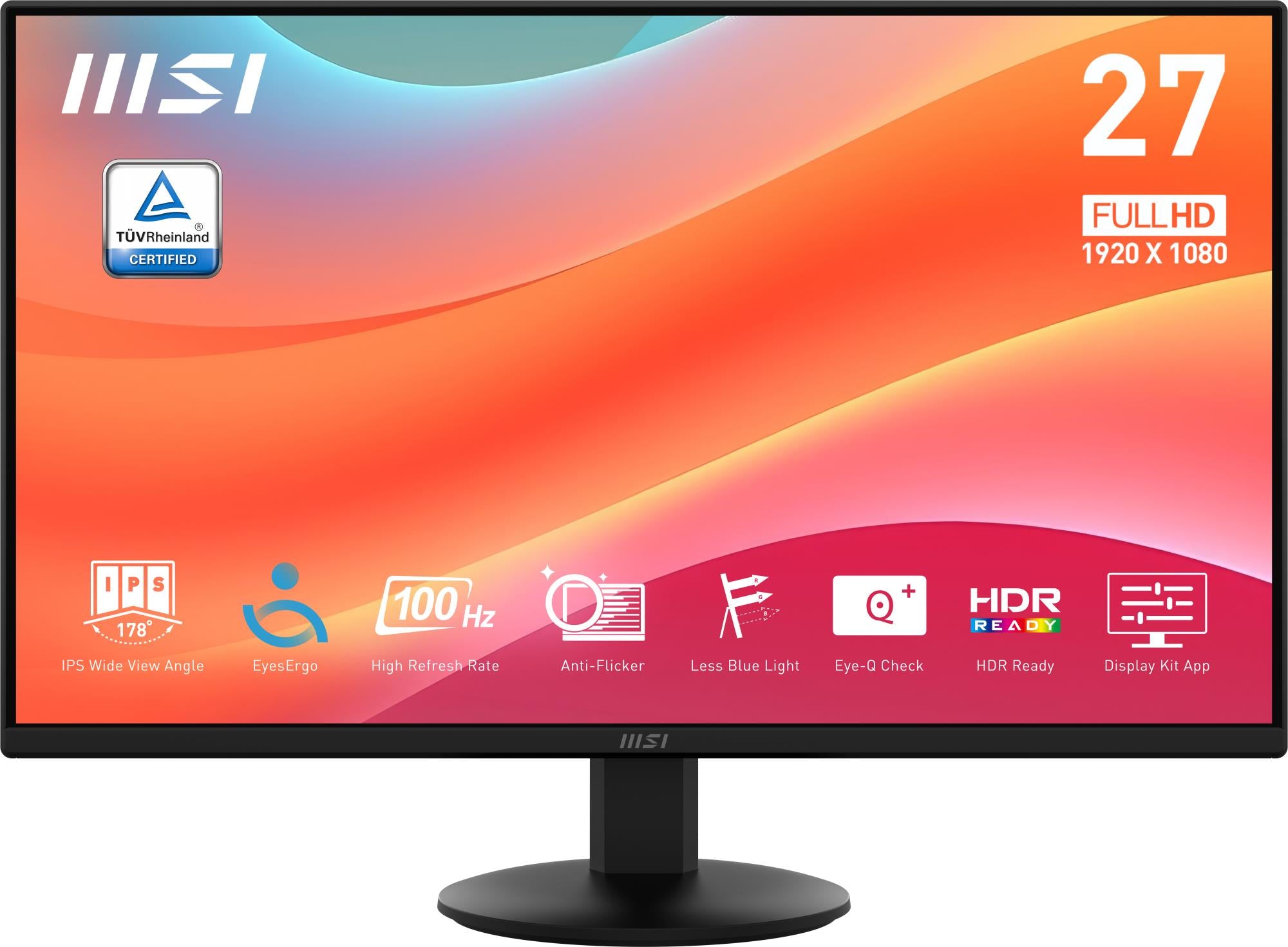 LCD Monitor MSI PRO MP272L 27" Business Matte Panel IPS 1920x1080 16:9 100Hz 1 ms Tilt Colour Black PROMP272L
